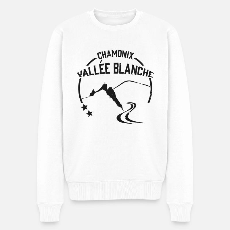 aiguille du midi chamonix retro - leewarddesign - Männer Premium Bio Pullover - Weiß