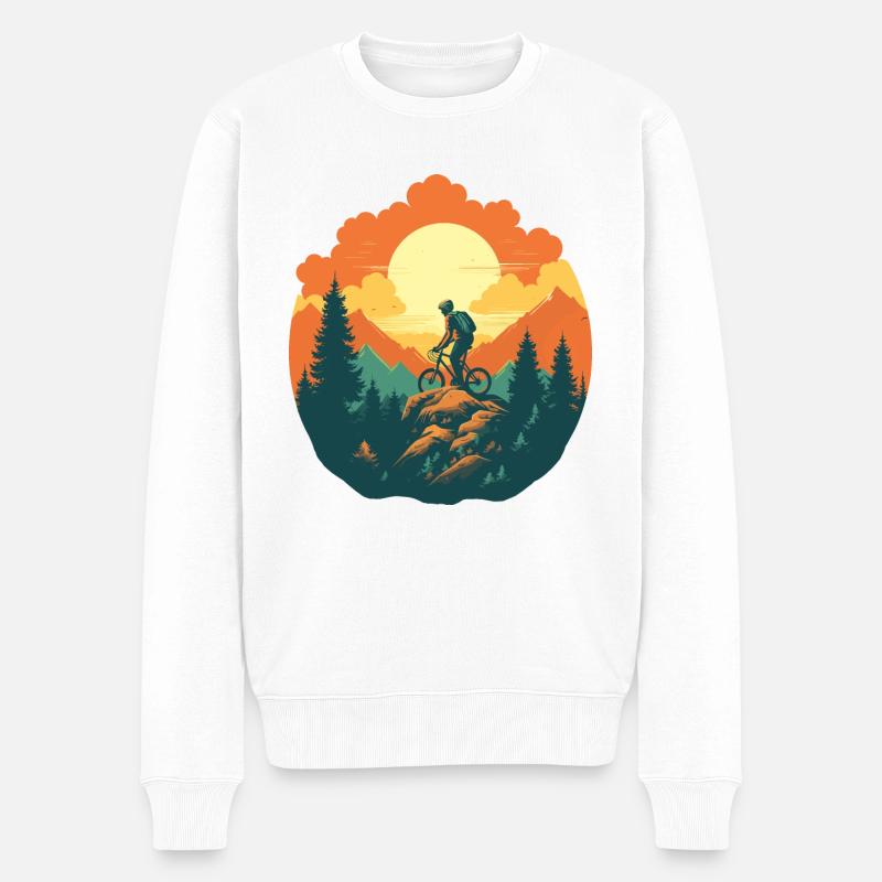 Downhill Mountainbike Vector - Männer Premium Bio Pullover - Weiß