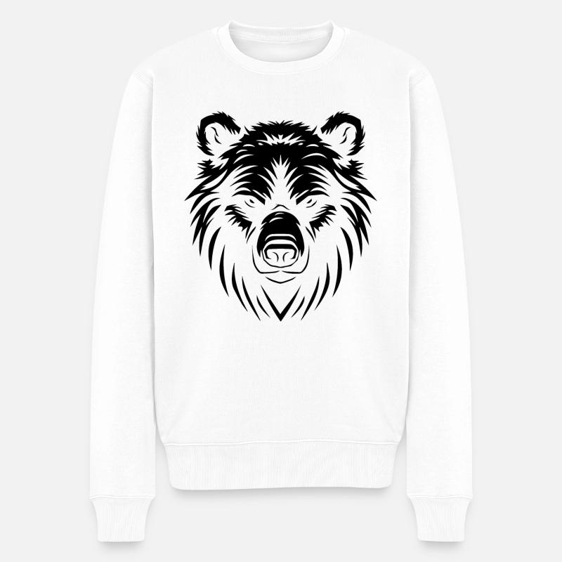 Bär Logo Stilisiert - Männer Premium Bio Pullover - Weiß
