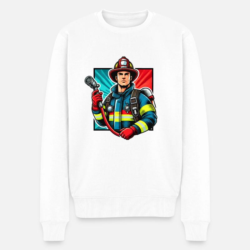 Feuerwehrmann - Männer Premium Bio Pullover - Weiß