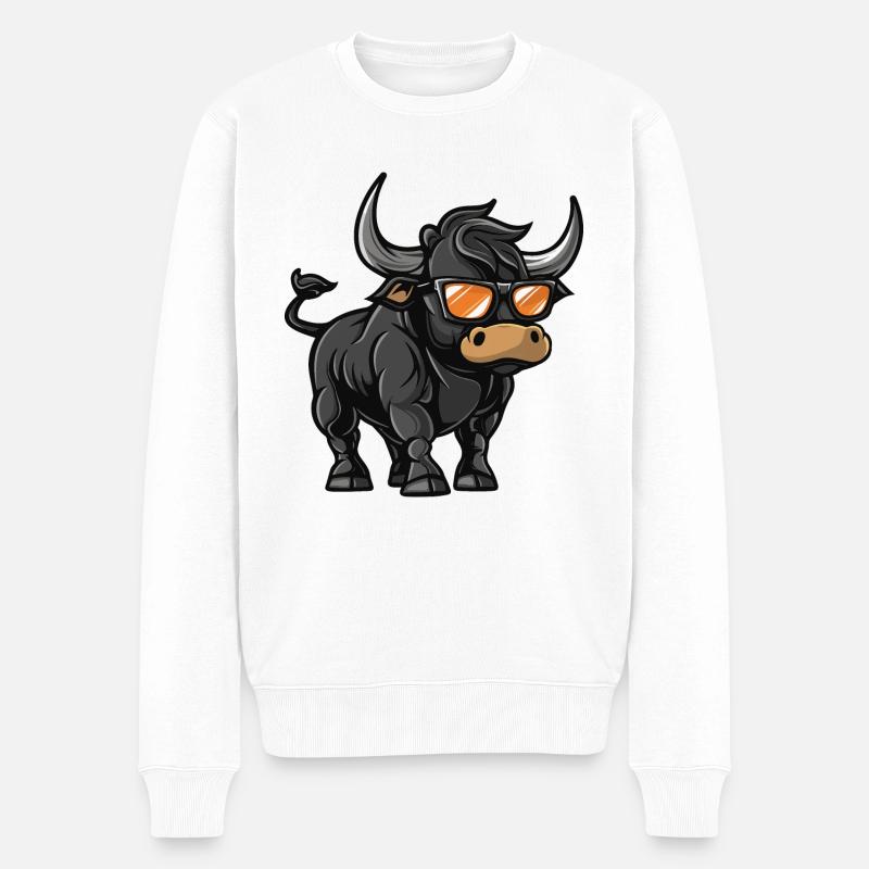 Stier Comic Cool - Männer Premium Bio Pullover - Weiß