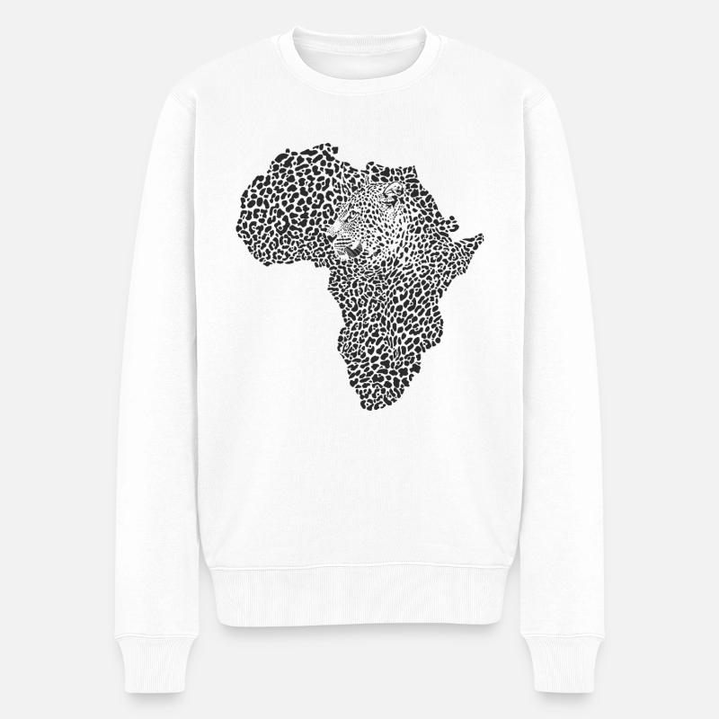 Afrika map leopard - Männer Premium Bio Pullover - Weiß