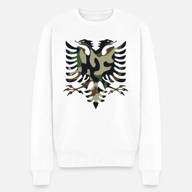 Couleurs de camouflage du drapeau de l'Albanie - Pull Premium bio Homme - blanc