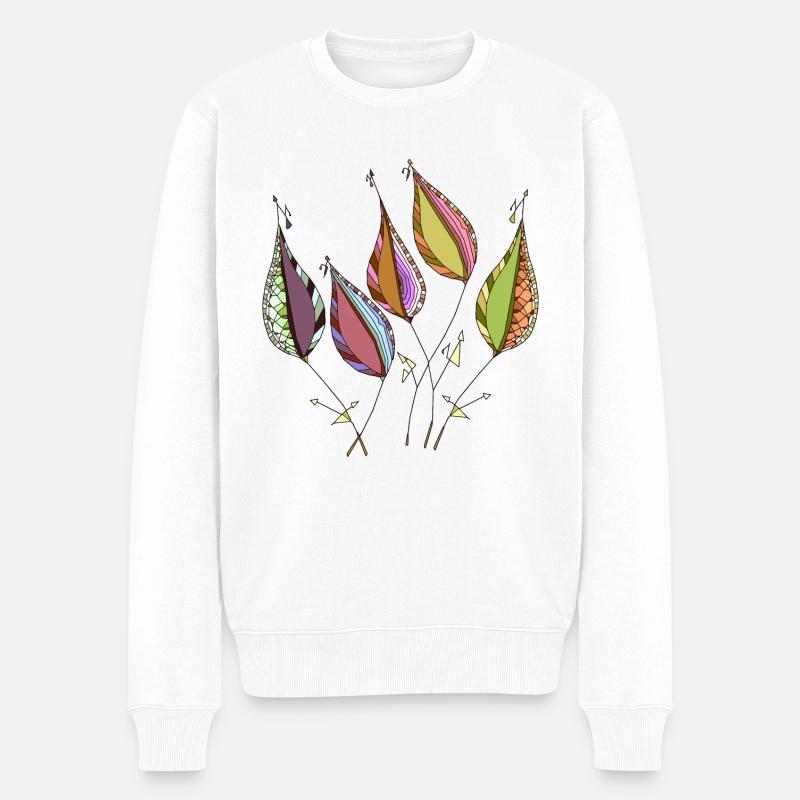 Blätter - Männer Premium Bio Pullover - Weiß