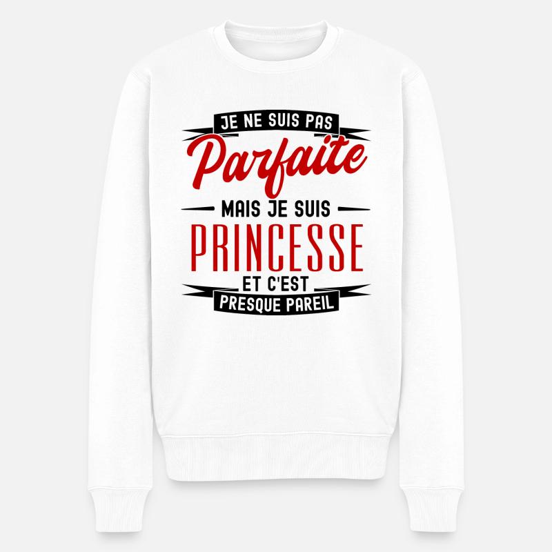pas parfaite mais princesse - Pull Premium bio Homme - blanc