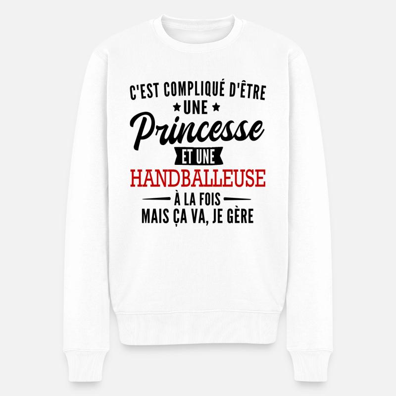 princesse et handballeuse à la fois - Pull Premium bio Homme - blanc