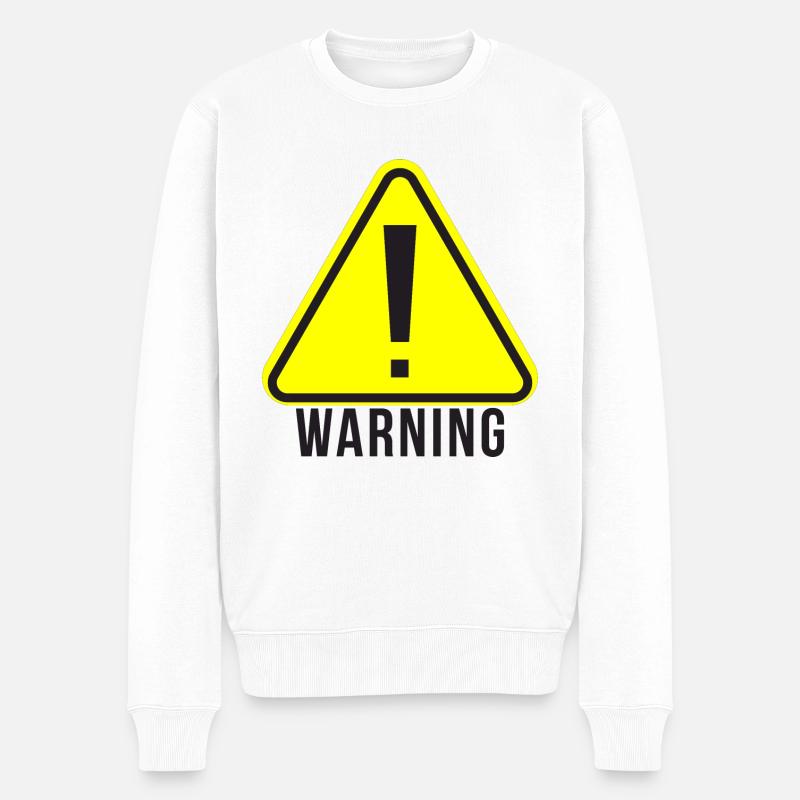 Warnung - Männer Premium Bio Pullover - Weiß