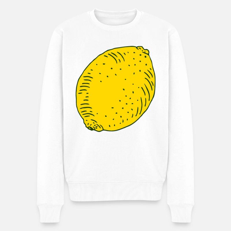 Zitrone - Männer Premium Bio Pullover - Weiß