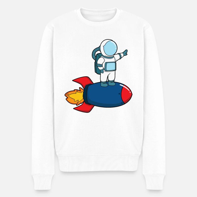 Astronaut auf Rakete - Männer Premium Bio Pullover - Weiß