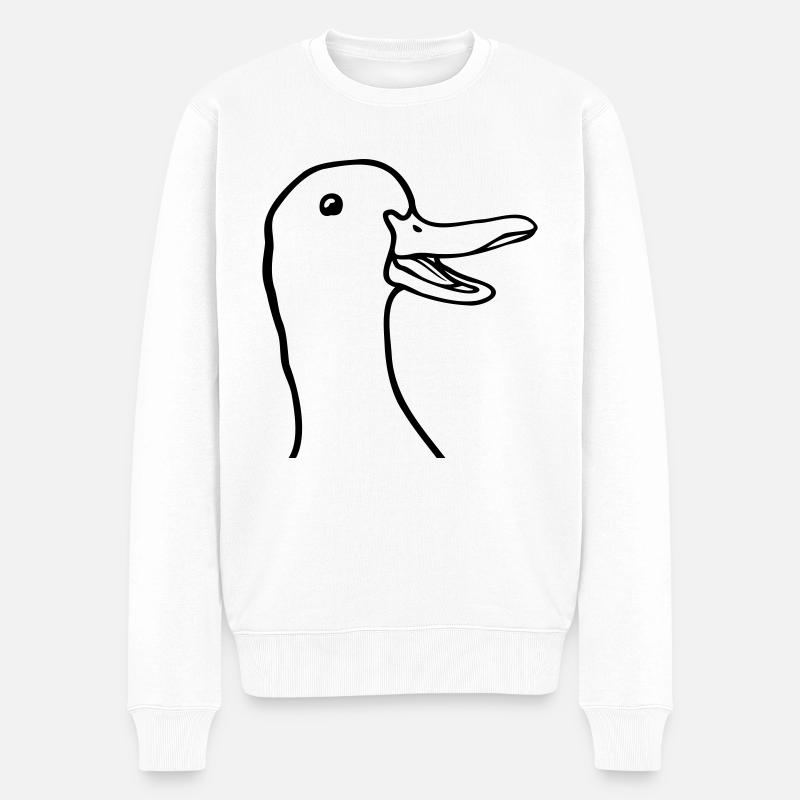 Comic Kopf süße Gans - Männer Premium Bio Pullover - Weiß