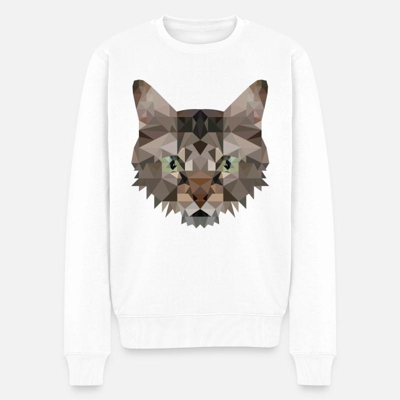 Polygon Katze Artwork - Handmade design - Männer Premium Bio Pullover - Weiß