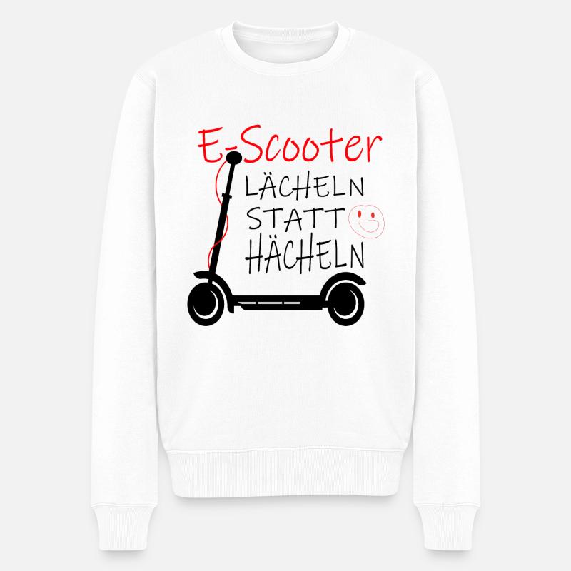 E Scooter Elektro Roller, Scooter - Männer Premium Bio Pullover - Weiß