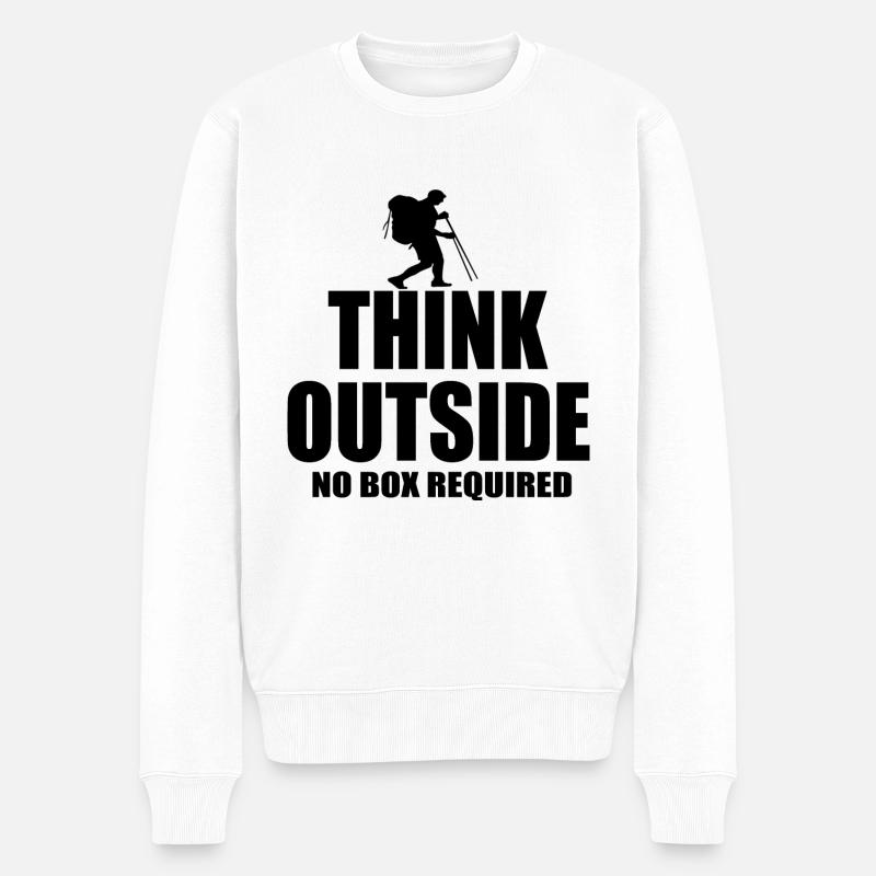 Denken Sie an ein Wanderzitat - Männer Premium Bio Pullover - Weiß