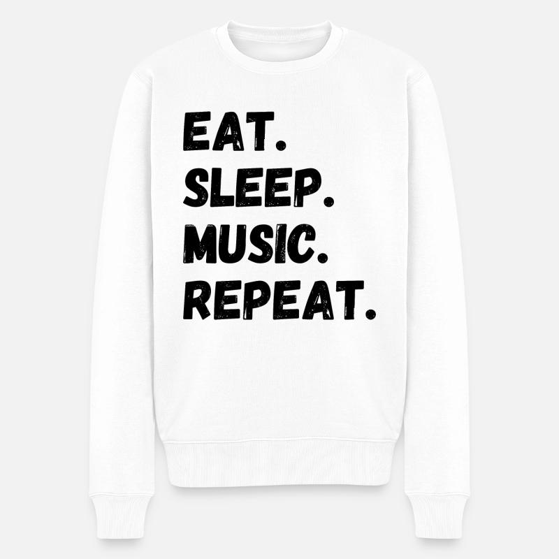 Eat Sleep Music Repeat - Männer Premium Bio Pullover - Weiß