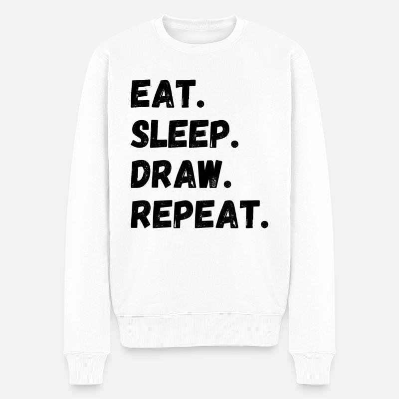 Eat Sleep Draw Repeat - Männer Premium Bio Pullover - Weiß