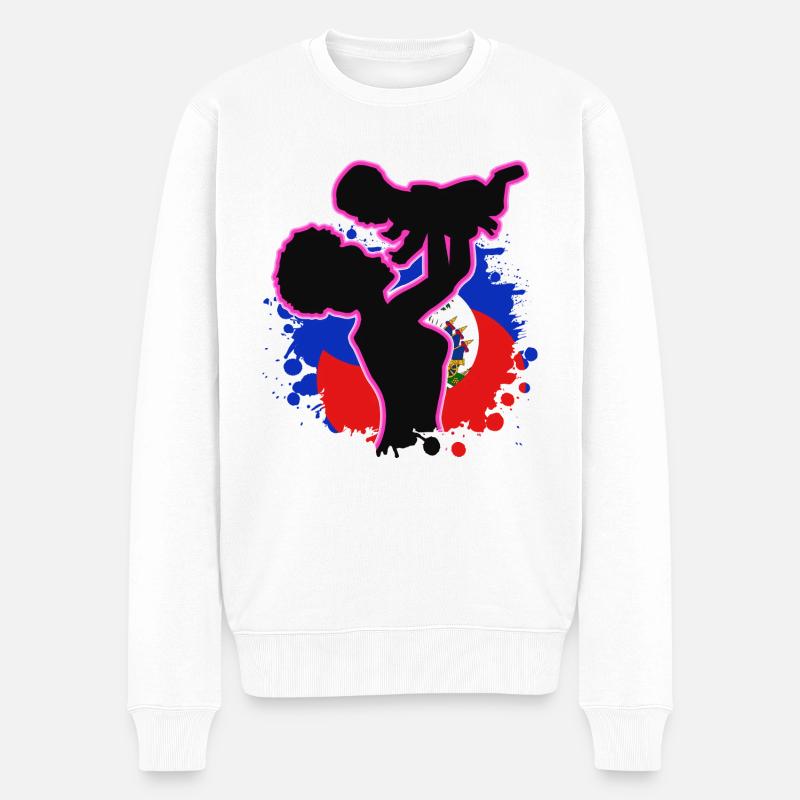 Haïti Drapeau Haïtien Mère Enfant I Cadeau - Pull Premium bio Homme - blanc