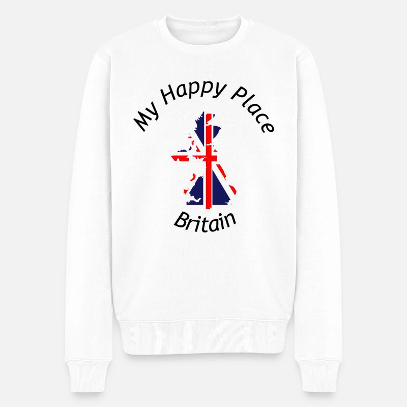 My happy place: Britain - Männer Premium Bio Pullover - Weiß
