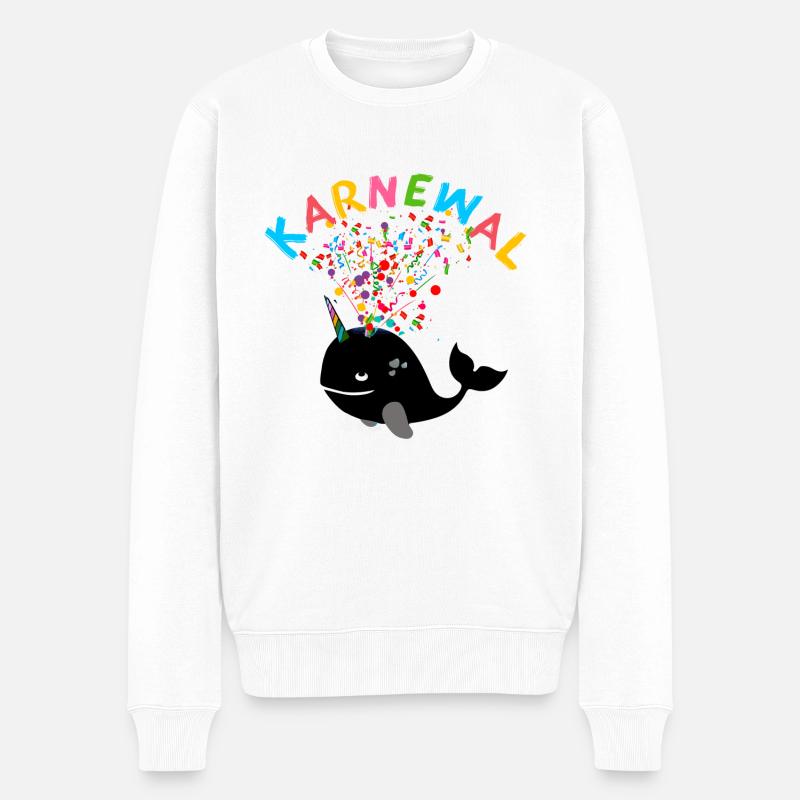 karnewal,wal,konfetti,karneval,walfisch - Männer Premium Bio Pullover - Weiß