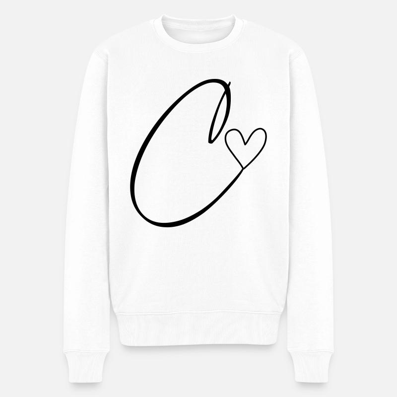 Buchstabe C Buchstabe-C Kalligrafie - Männer Premium Bio Pullover - Weiß