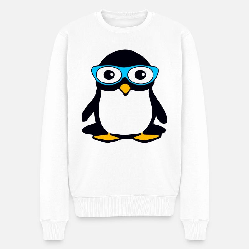 Pingouin aux lunettes bleues - Pull Premium bio Homme - blanc