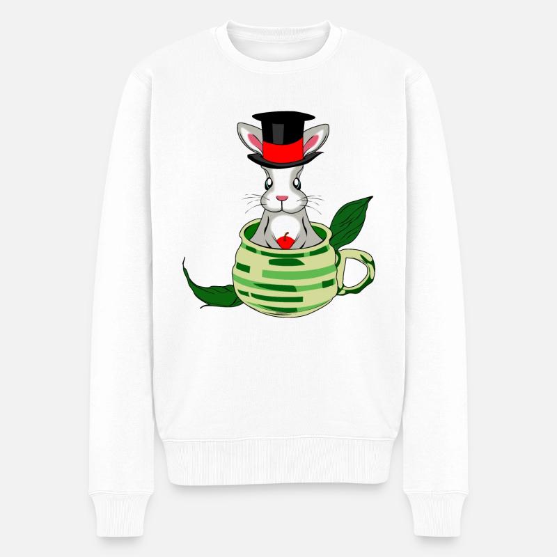 Hasenhut Tasse Tee - Männer Premium Bio Pullover - Weiß