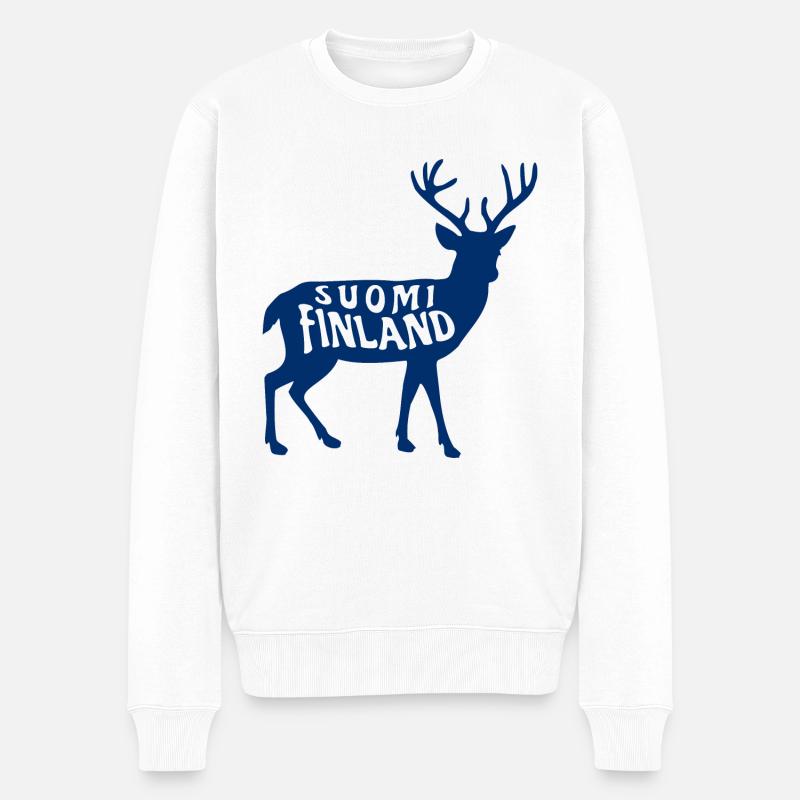 Suomi Finnland Hirsch - Männer Premium Bio Pullover - Weiß