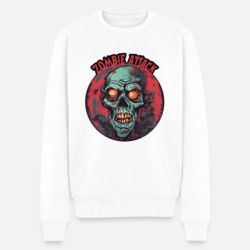 Zombie / Apocalypse /Untot / Horror / Virus / Logo - Männer Premium Bio Pullover - Weiß