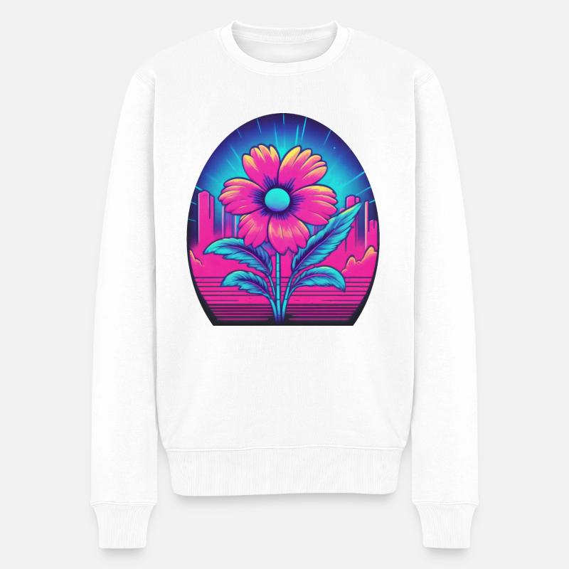 Blume - Männer Premium Bio Pullover - Weiß