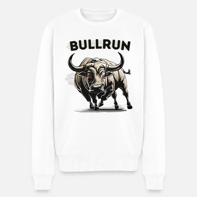 Bullrun Börse Krypro Bulle Rote Augen Kurse - Männer Premium Bio Pullover - Weiß