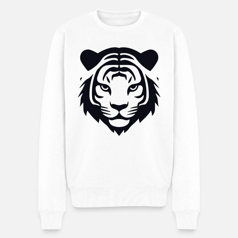 Felin Dschungel-Tigerkopf - Männer Premium Bio Pullover - Weiß