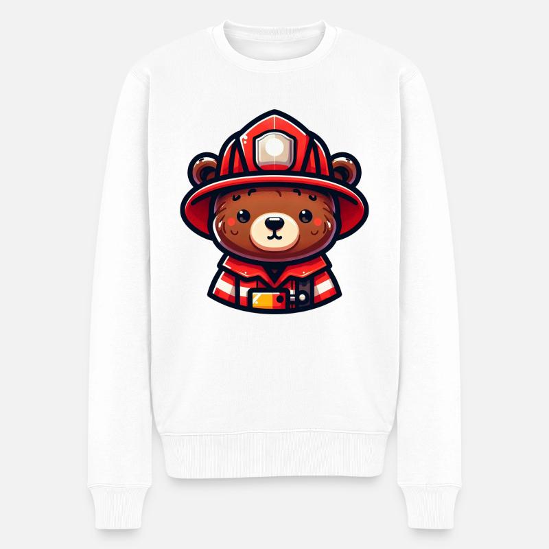 Pompier ours mignon - Pull Premium bio Homme - blanc