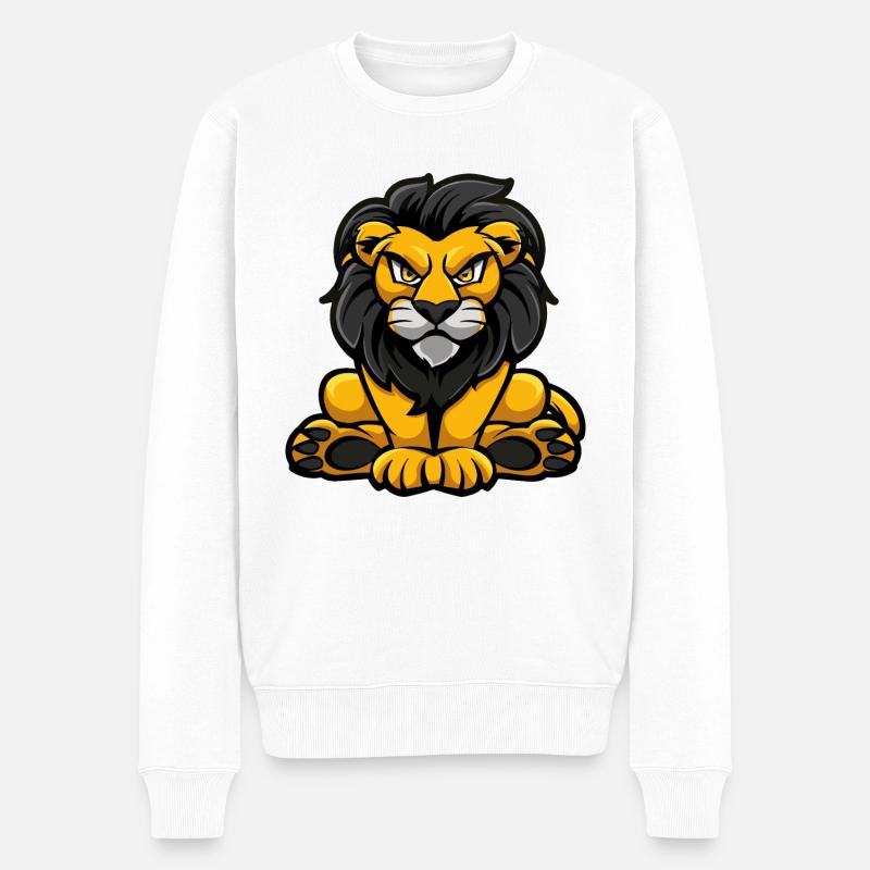 Löwe Comic - Männer Premium Bio Pullover - Weiß