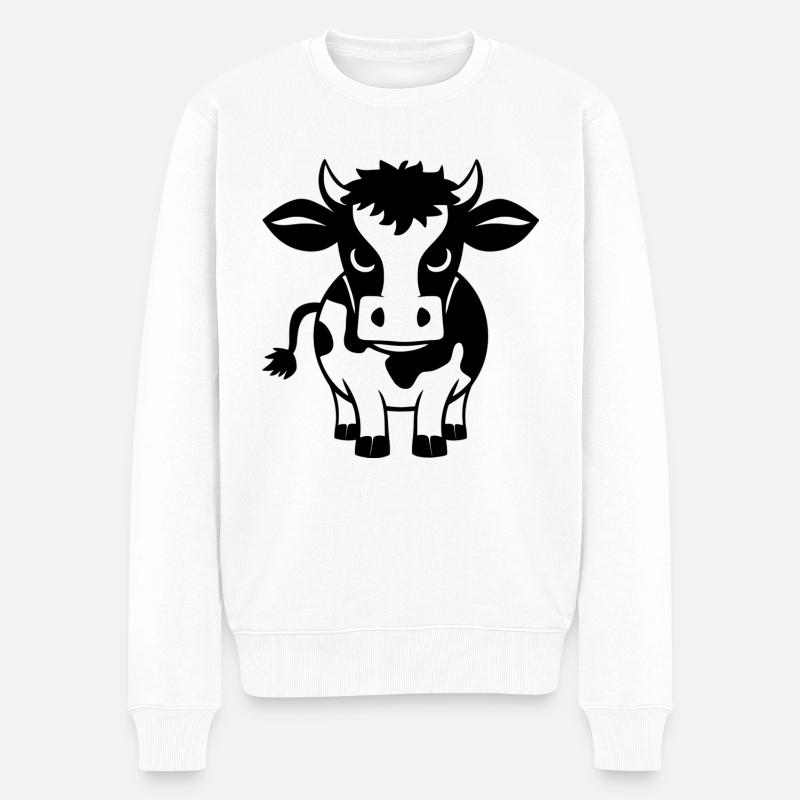 Freche Kuh - Männer Premium Bio Pullover - Weiß