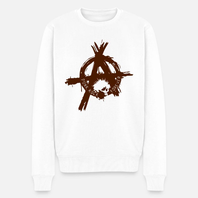 Punk Rock Forever - Anarchie - Männer Premium Bio Pullover - Weiß