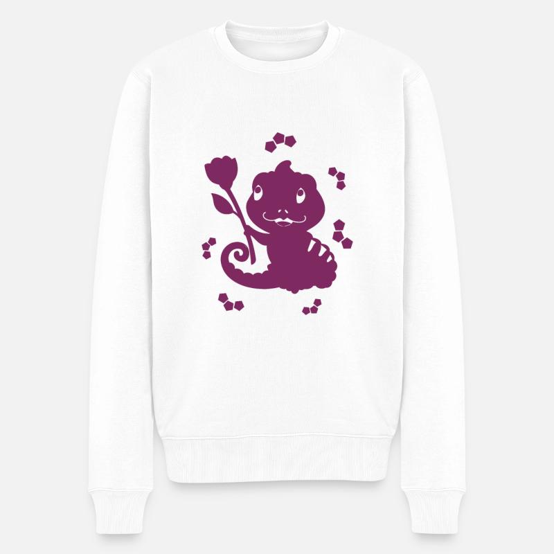 Gecko - Amphibie Tier - Männer Premium Bio Pullover - Weiß