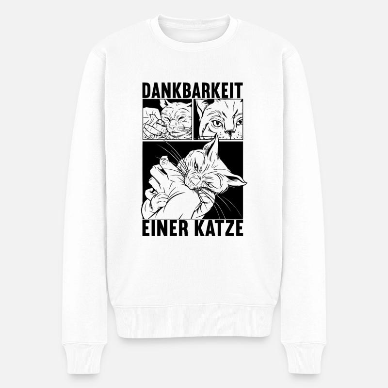 Katze Katzenliebhaber - Männer Premium Bio Pullover - Weiß