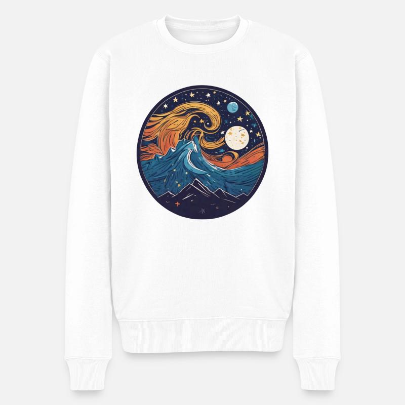 Nacht - Männer Premium Bio Pullover - Weiß