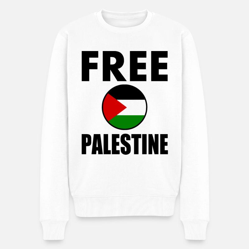 Free palestine - Männer Premium Bio Pullover - Weiß