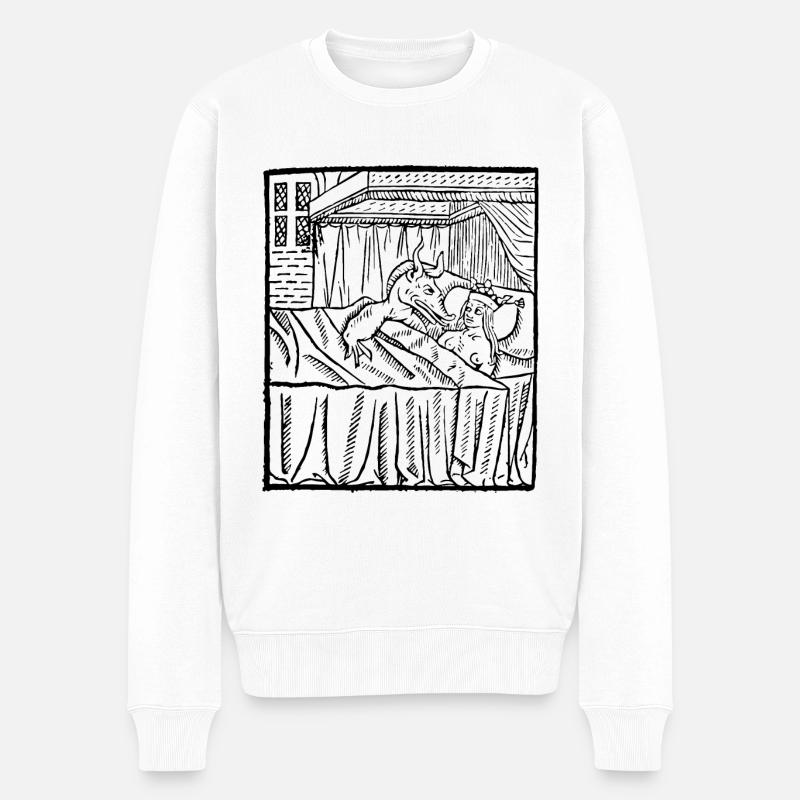 Das Tier im Bett - Männer Premium Bio Pullover - Weiß