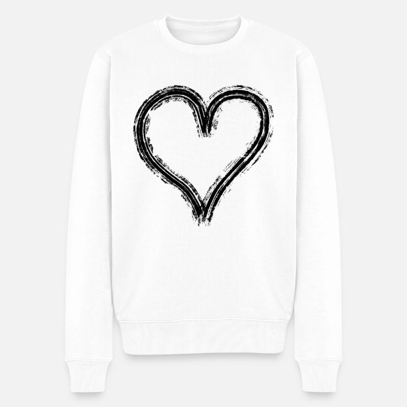 Graffiti Herz schwarz - Männer Premium Bio Pullover - Weiß