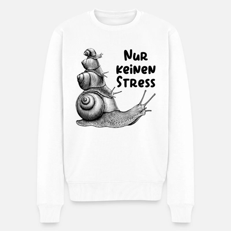 Nur keinen Stress - Weinbergschnecken - Männer Premium Bio Pullover - Weiß