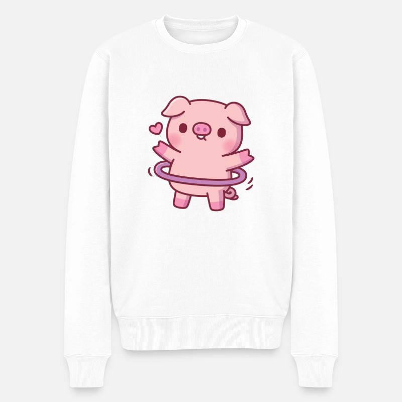 Cochon mignon avec cerceau - Pull Premium bio Homme - blanc