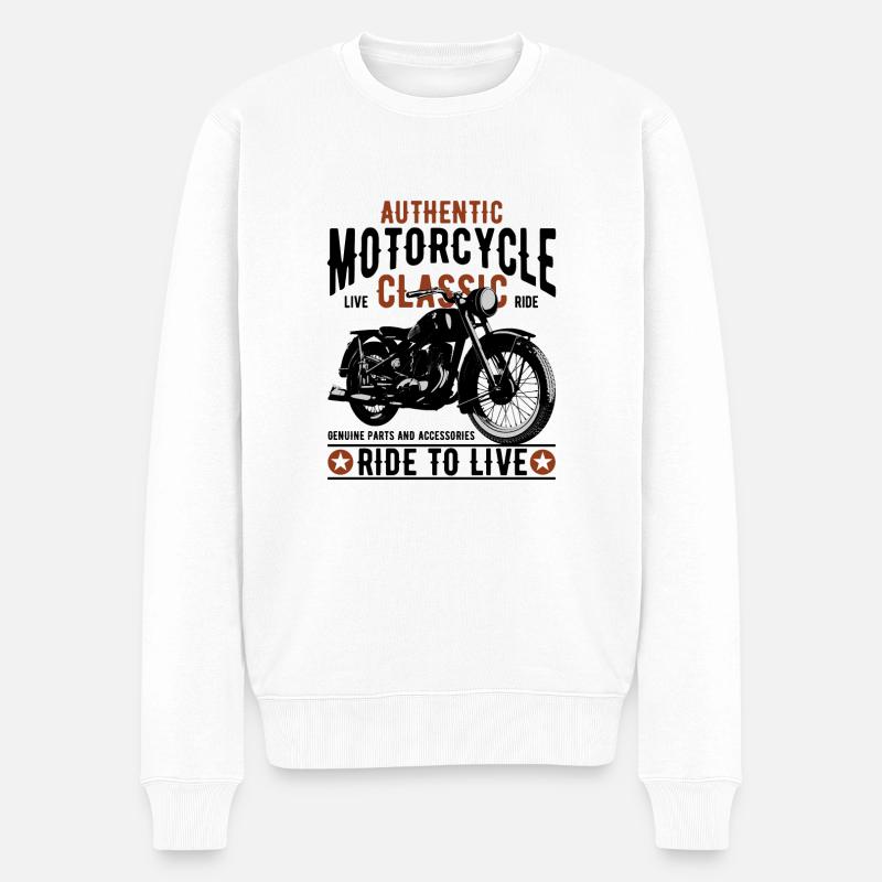 Motorrad Shirt - Männer Premium Bio Pullover - Weiß