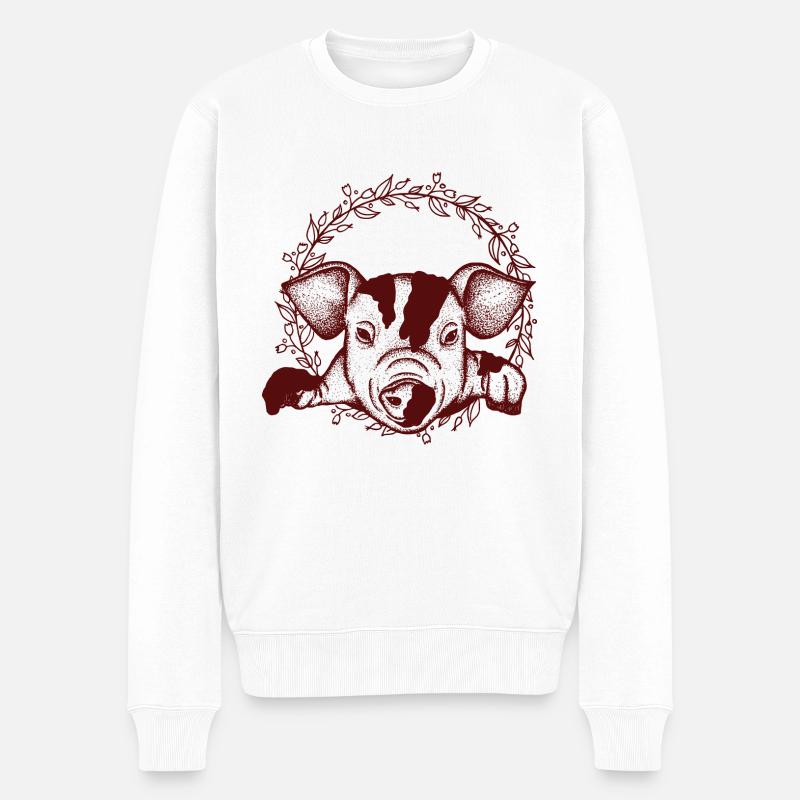 Schwein - Männer Premium Bio Pullover - Weiß