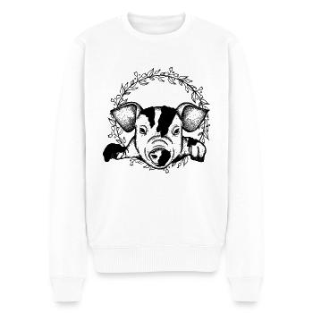 pig - Men's Premium Organic Jumper - white - Front - Thijin (182cm)