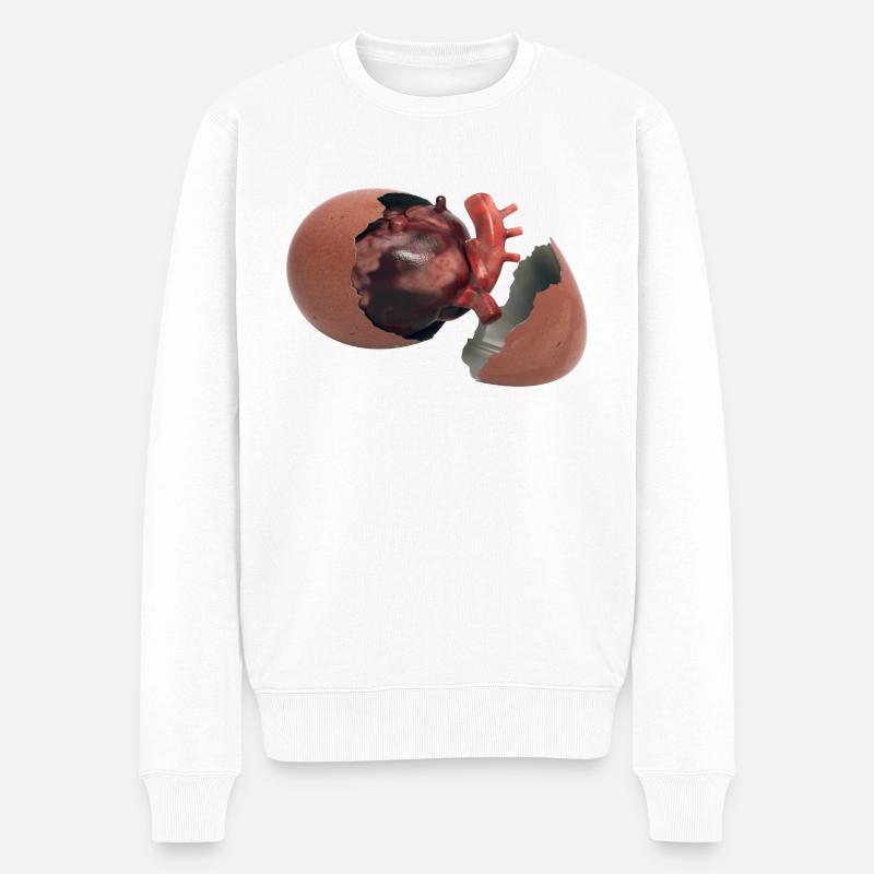 Herz im Ei - Männer Premium Bio Pullover - Weiß