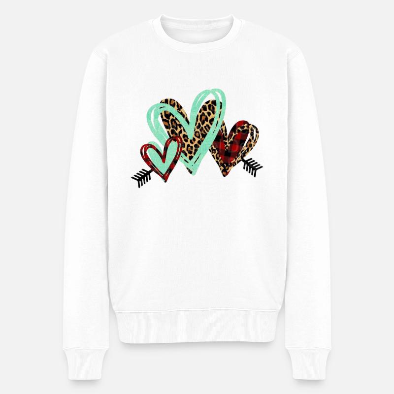 IMPRESSION DE ANIMAL DE COEUR - Männer Premium Bio Pullover - Weiß