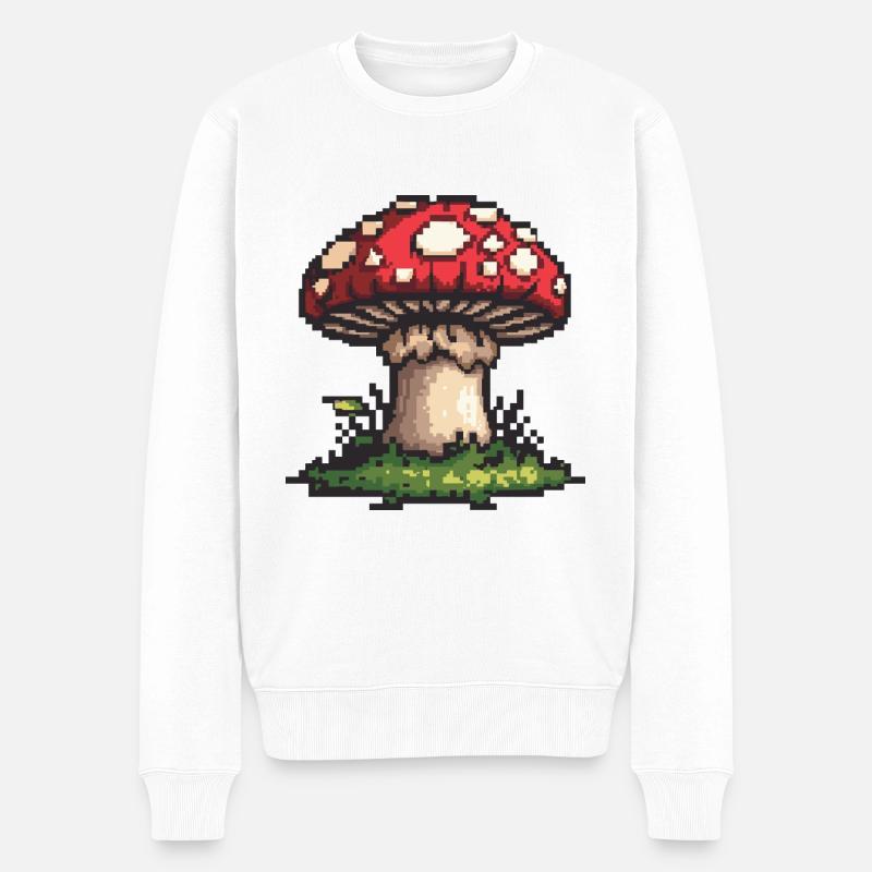 Icône de pixel champignon - Pull Premium bio Homme - blanc