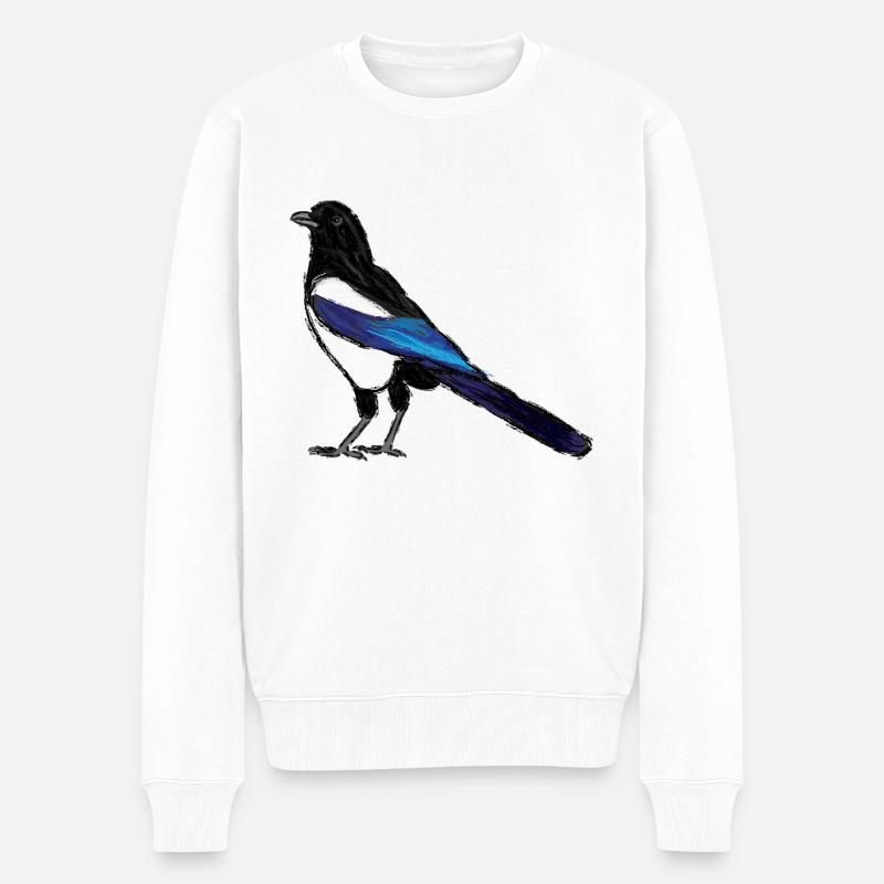 Pie / Eurasian Magpie Design 3 - Pull Premium bio Homme - blanc