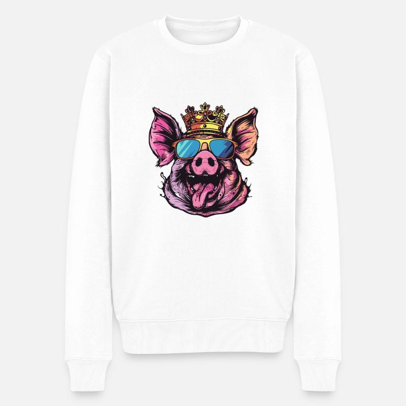 Bande dessinée de cochon - Pull Premium bio Homme - blanc
